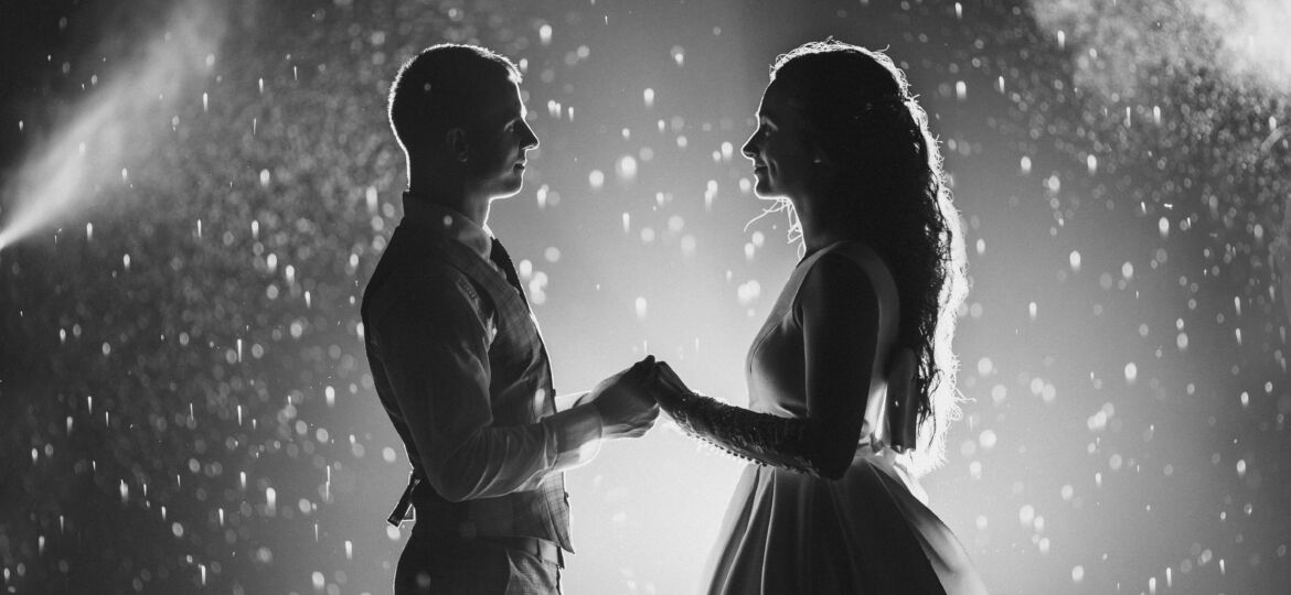 Happy married couple at their wedding.